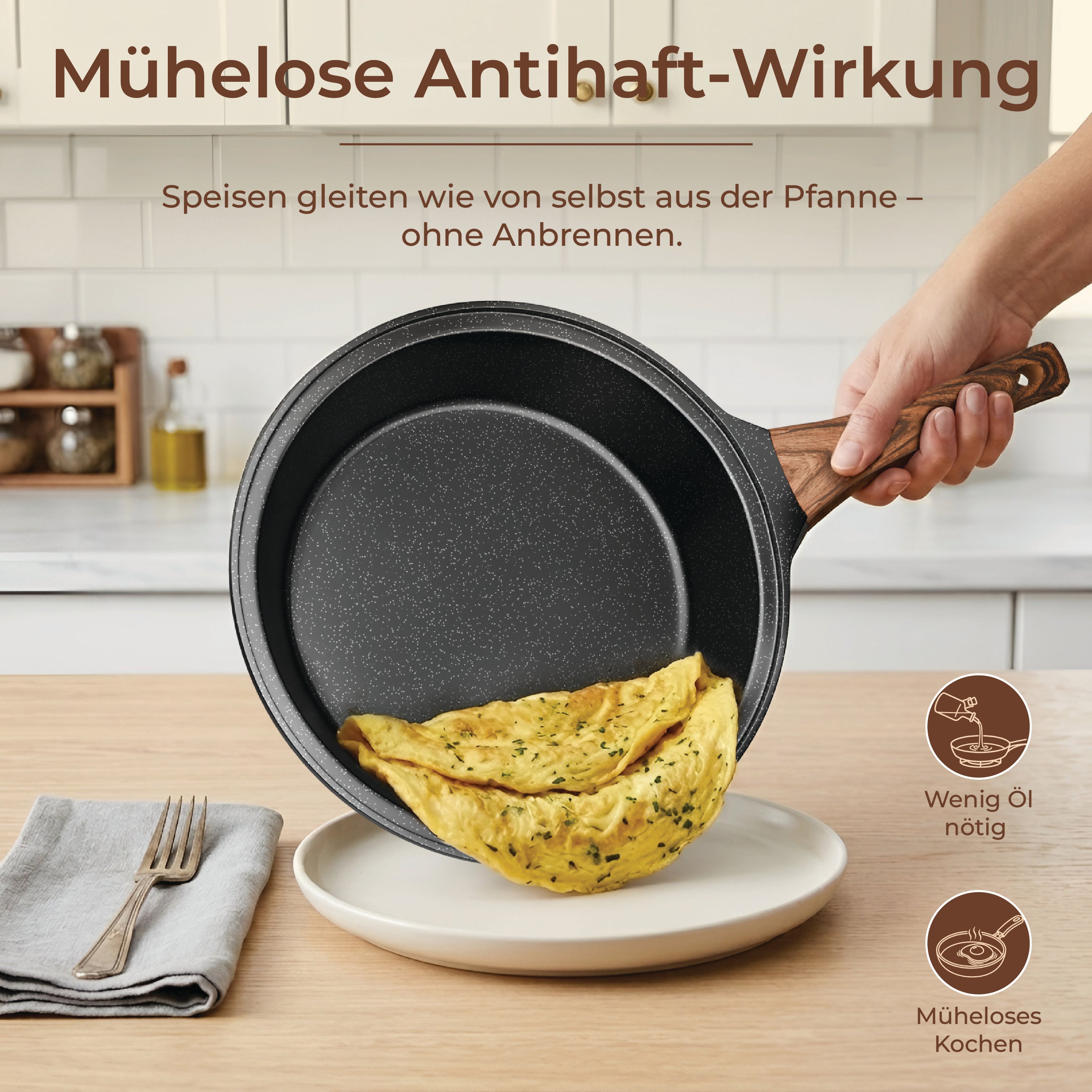 3-teiliges Keramik-Pfannenset ohne PFAS, PTFE & PFOA