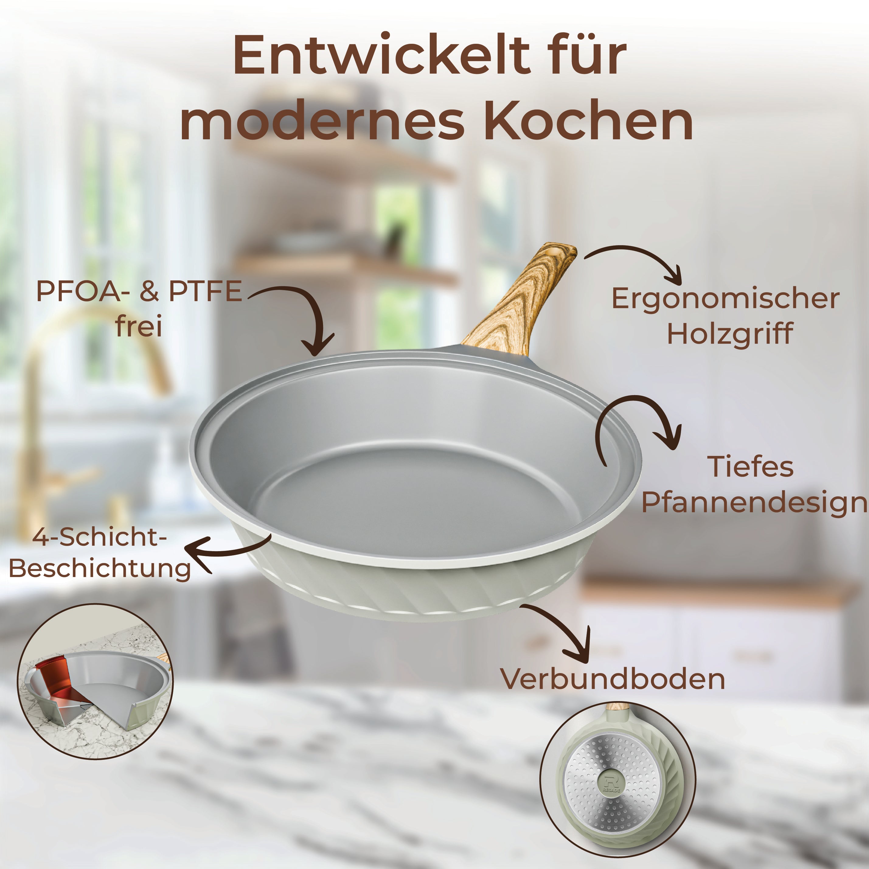 3-teiliges Keramik-Pfannenset ohne PFAS, PTFE & PFOA