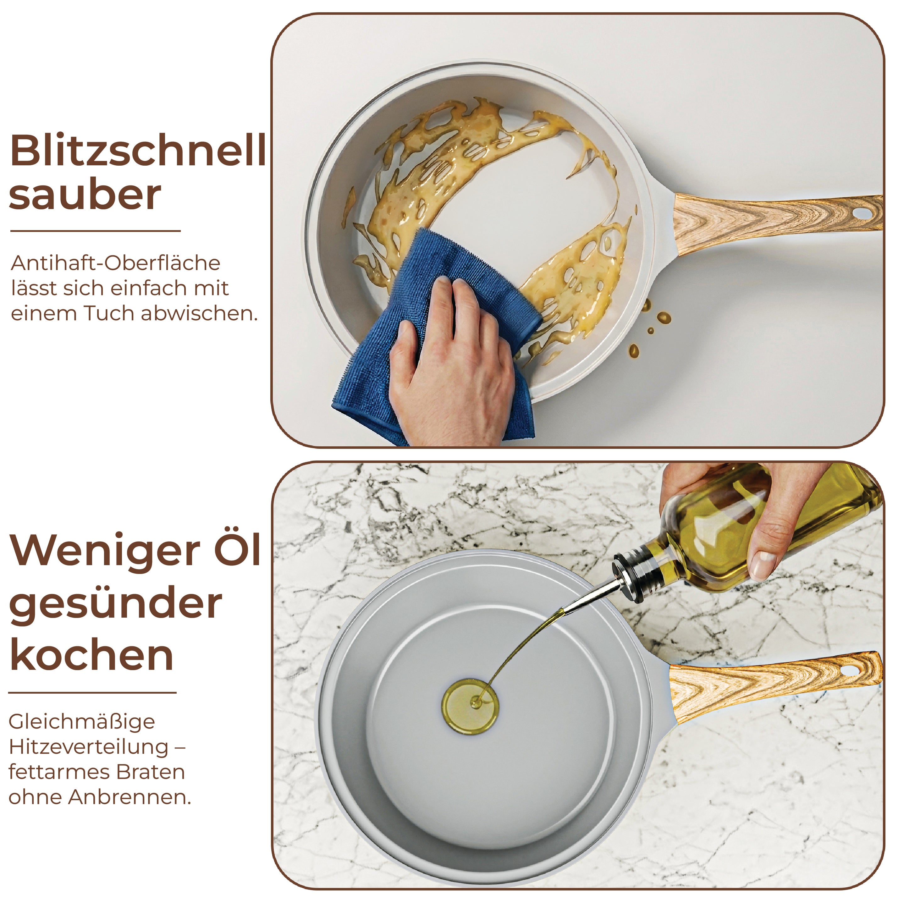 3-teiliges Keramik-Pfannenset ohne PFAS, PTFE & PFOA