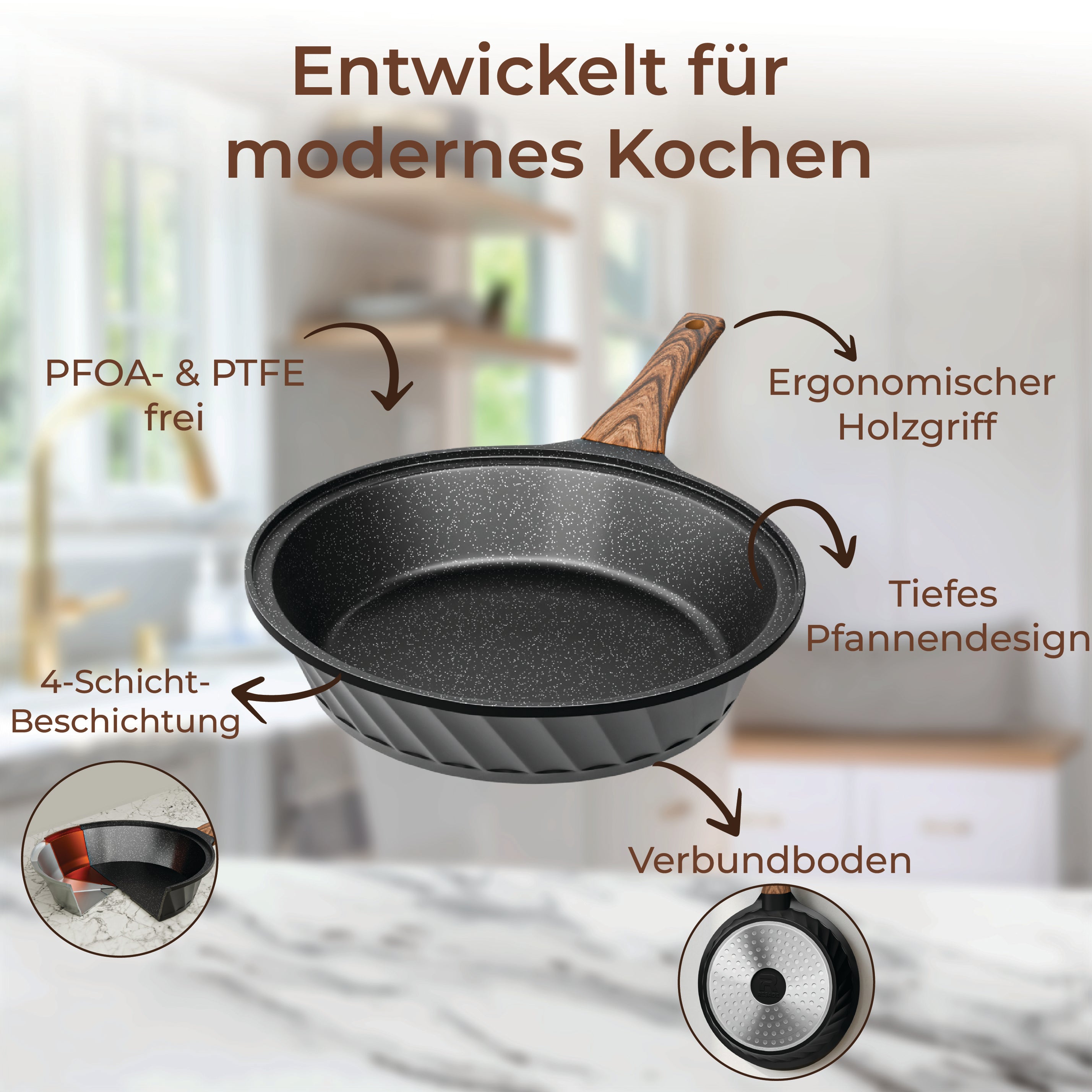 3-teiliges Keramik-Pfannenset ohne PFAS, PTFE & PFOA