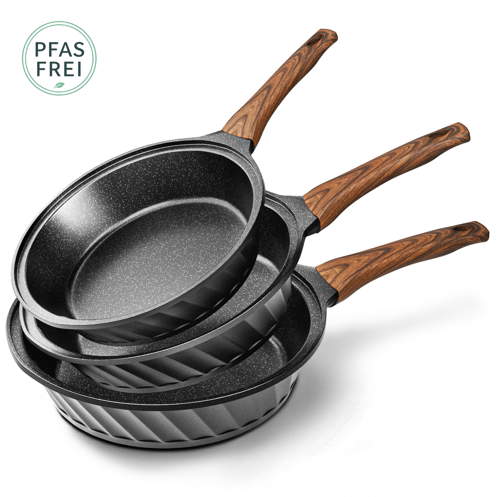 3-teiliges Keramik-Pfannenset ohne PFAS, PTFE & PFOA